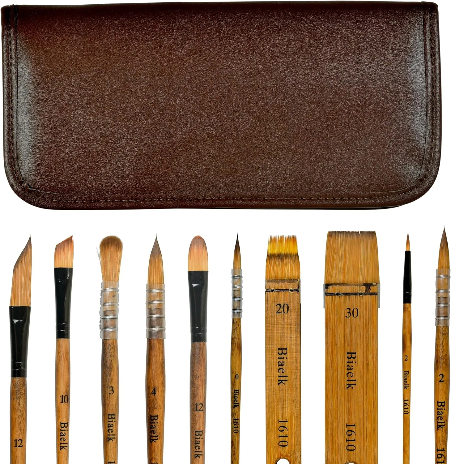1610 Professional Watercolor Paint Brushes, 10PCS Variety Brushes for Beginners and Professionals Including Pointed Rounds, Flats, Dagger, for Watercolors,Acrylics,Inks,Gouache,Oil and Tempera