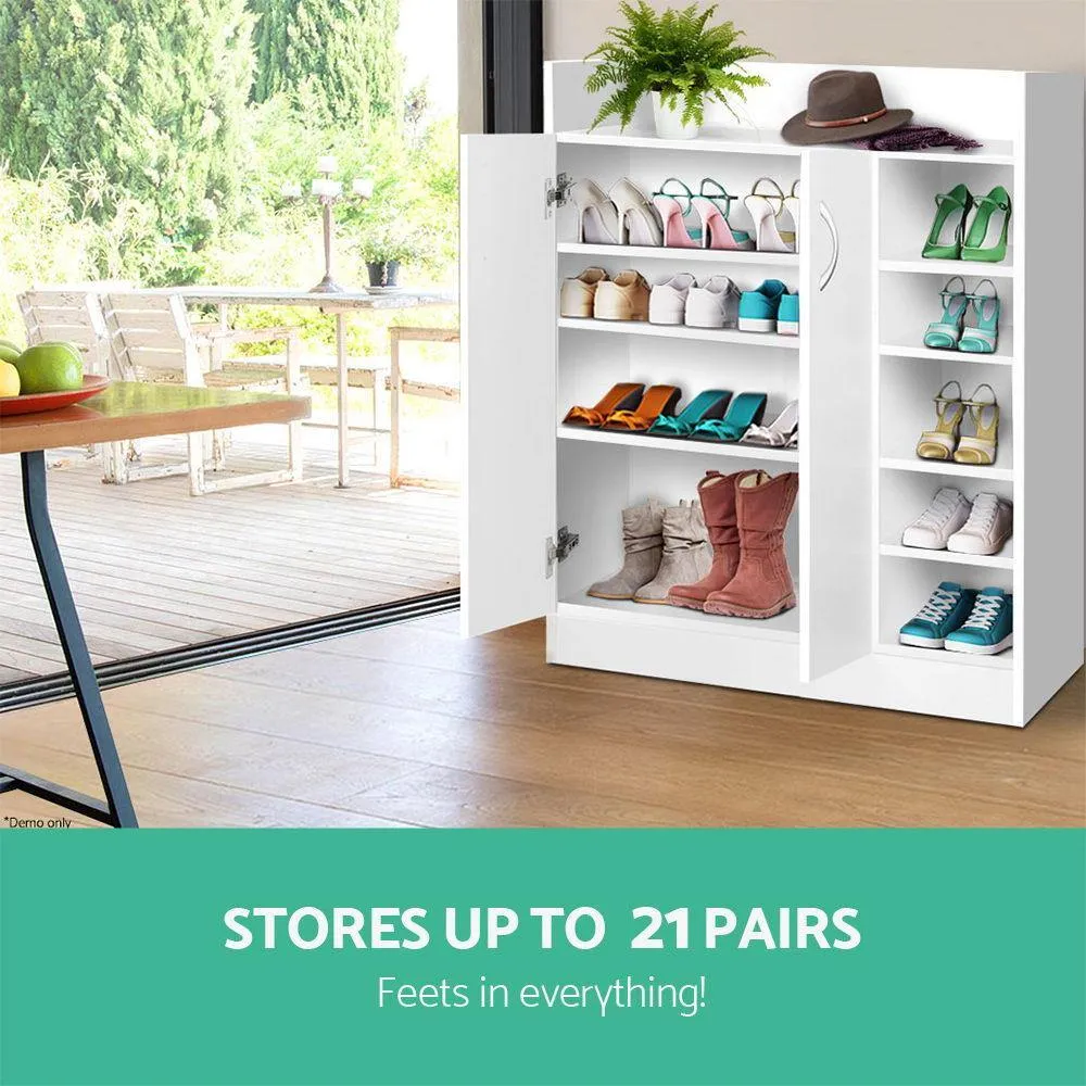 2 Doors Shoe Cabinet Storage Cupboard - White
