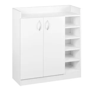 2 Doors Shoe Cabinet Storage Cupboard - White