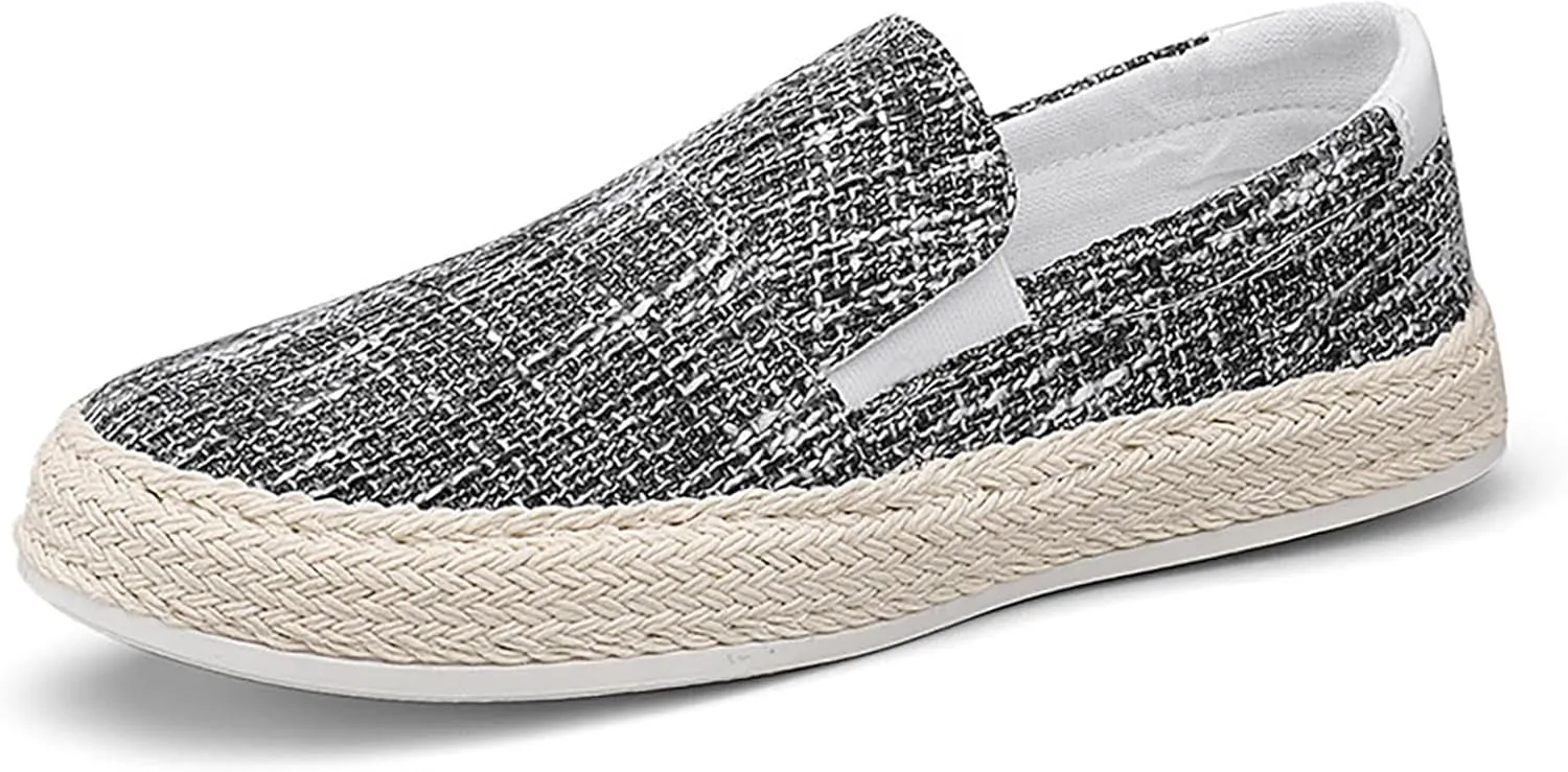 2023 Summer Men's Lazy Linen Casual Shoes Korean Students with A Straw Woven Board Shoes Men Casual Men Shoes Size 13