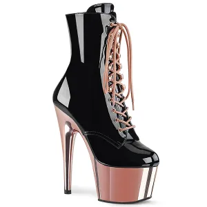 ADORE-1020 Pleaser Black/Rose Gold Chrome Sexy Platform Shoes (Pole Dancing Heels)