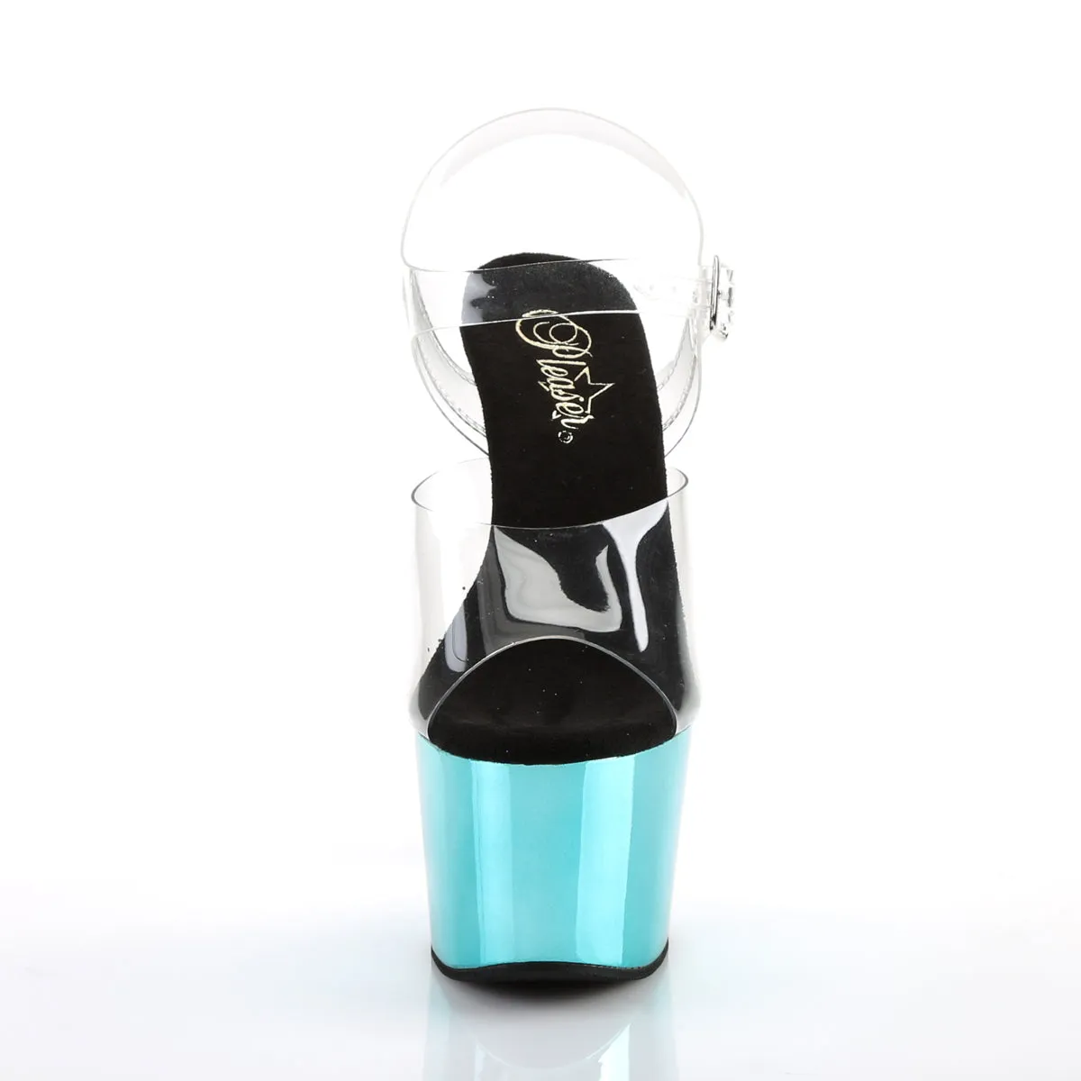 ADORE-708 Pleaser Clear/Turquoise Chrome Sexy Platform Shoes (Pole Dancing Heels)