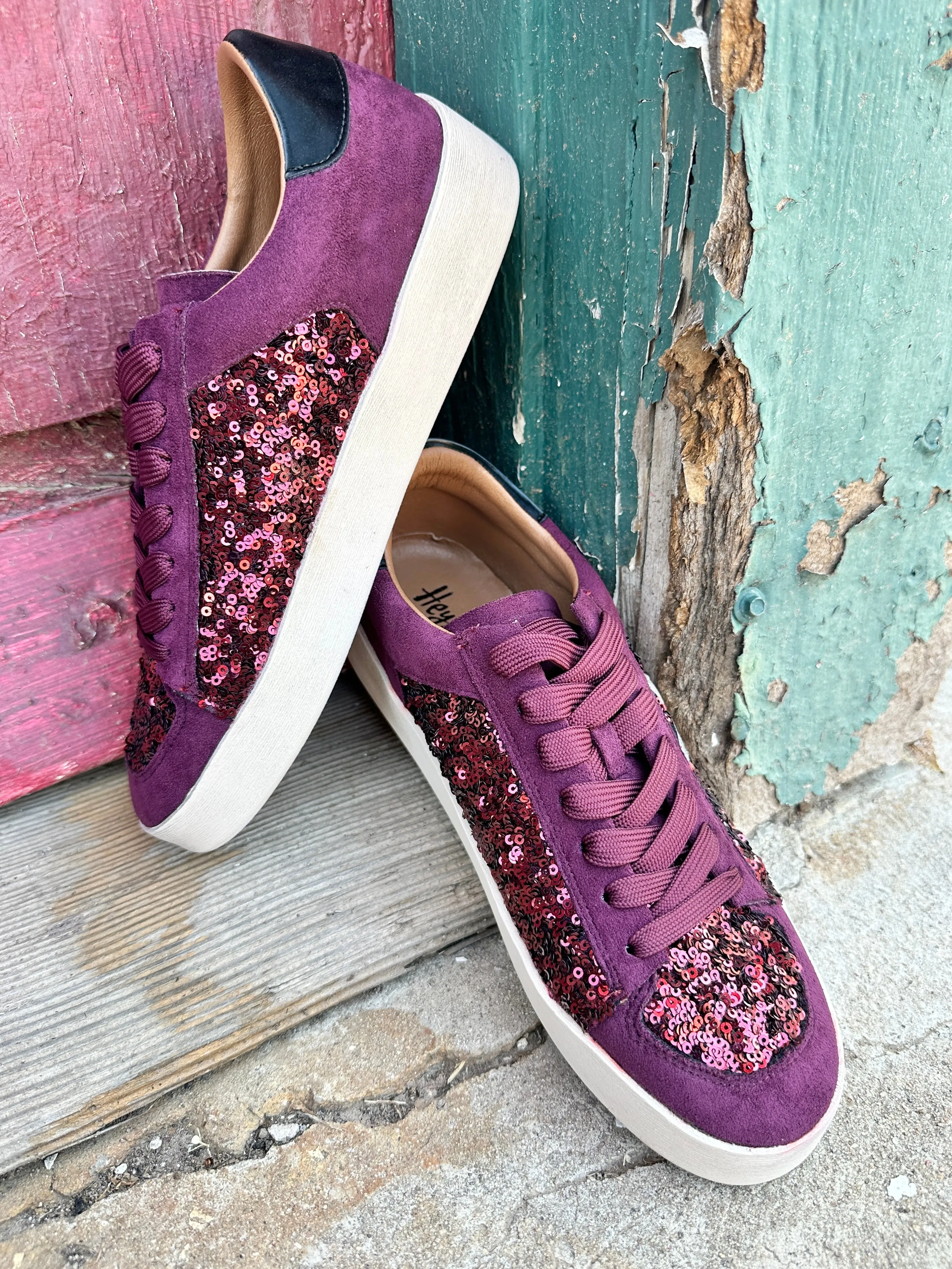 Another Round Wine Sequin Sneaker by Corky's