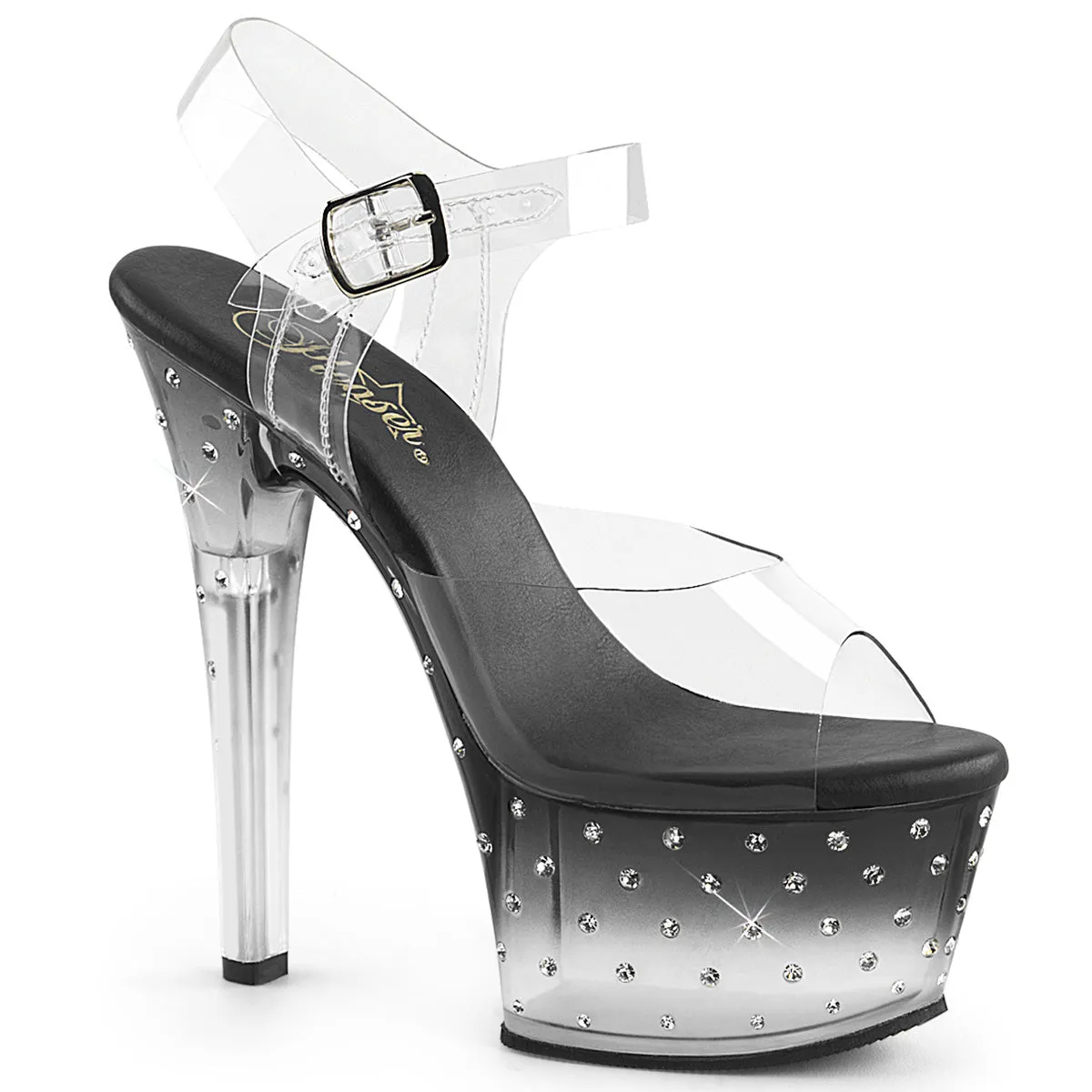 ASPIRE-608STD Pleaser Clear/Black Sexy Platform Shoes (Pole Dancing Heels)