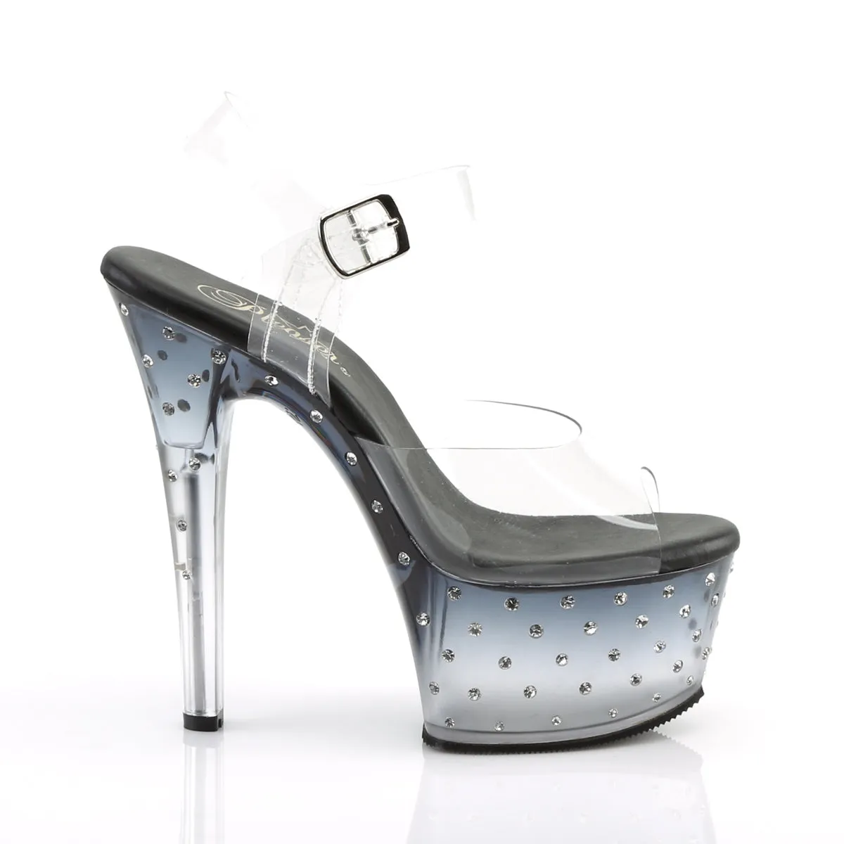 ASPIRE-608STD Pleaser Clear/Black Sexy Platform Shoes (Pole Dancing Heels)