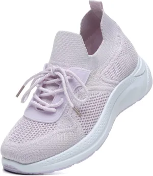 Bernal Sneakers for Women Walking Running Shoes Flying Woven Mesh Upper Casual Non Slip Lace Up Lightweight Tennis Shoes