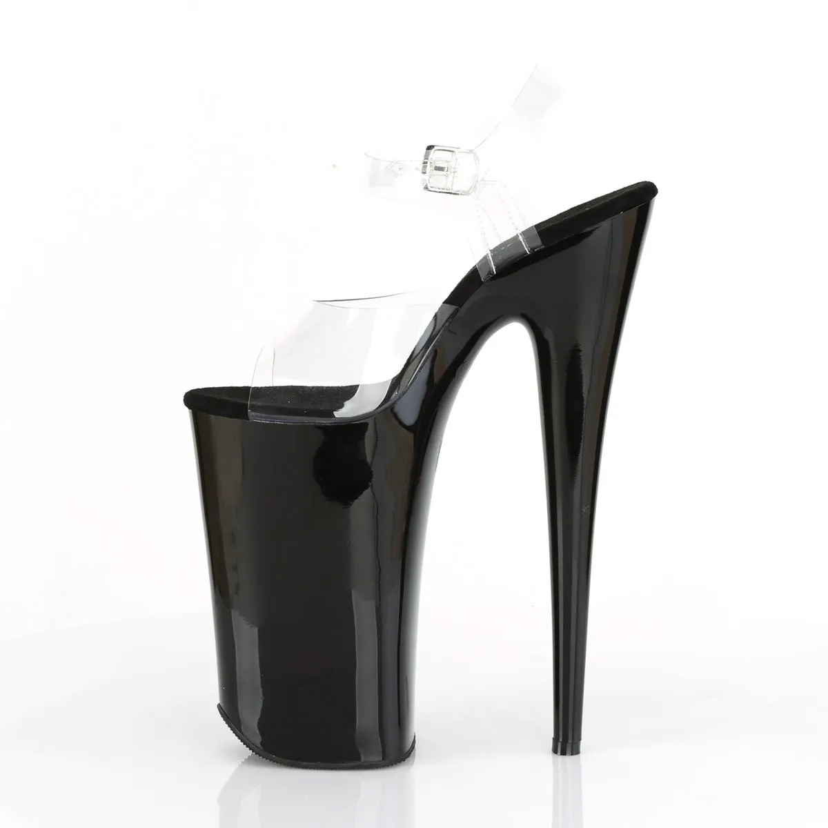 BEYOND-008 Sexy 10" Heel Clear & Black Pole Dancer Platform Shoes