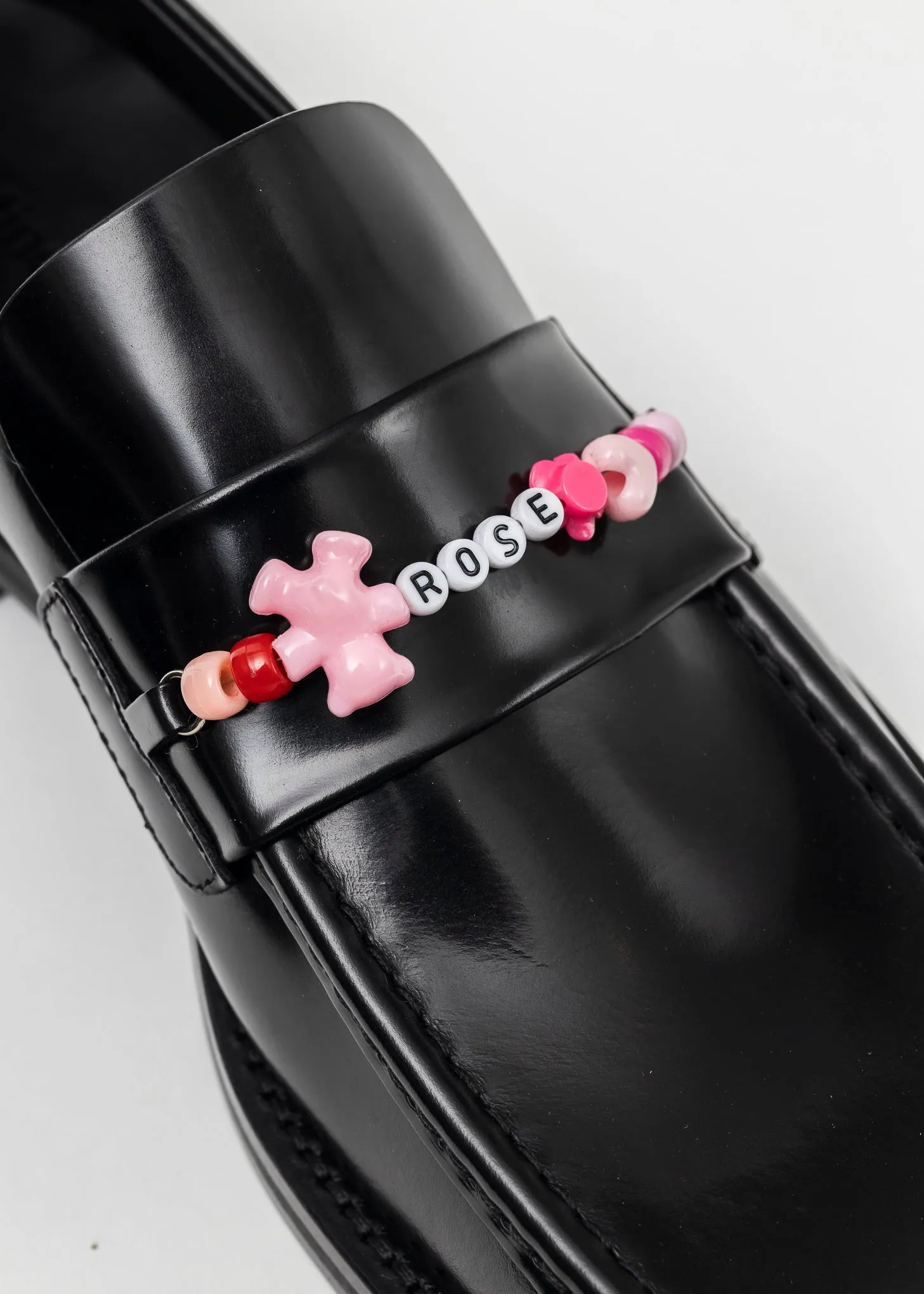 BLACK HIGH SHINE BEADED SQUARE TOE LOAFER