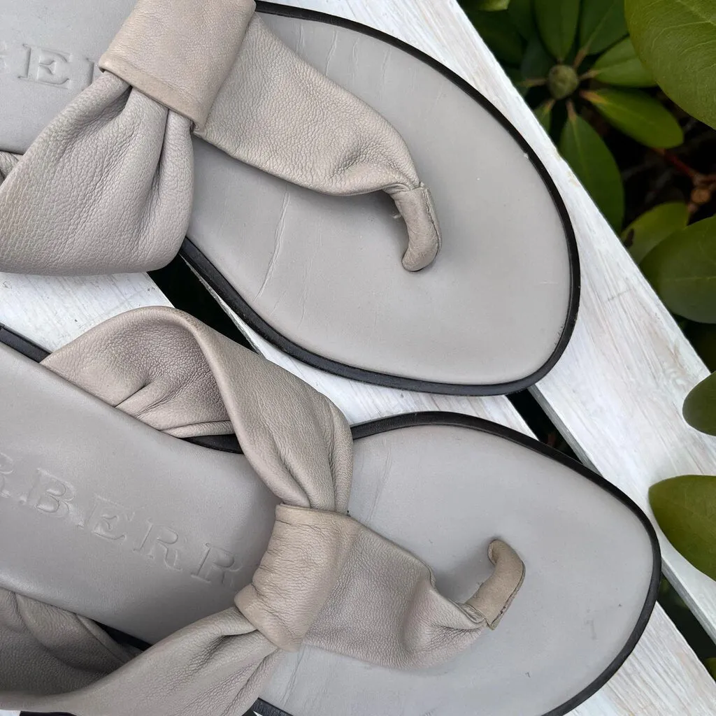 Burberry Leather Thong Flat Logo Sandals - Size 37