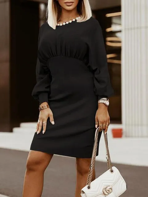 Business Casual Lantern Sleeve Pencil Dress