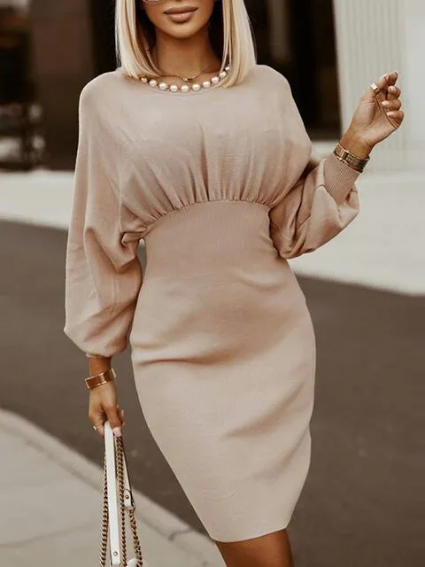 Business Casual Lantern Sleeve Pencil Dress