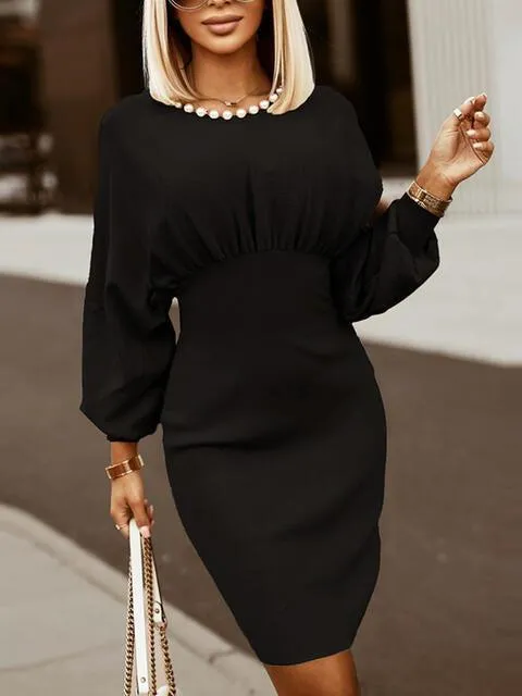 Business Casual Lantern Sleeve Pencil Dress