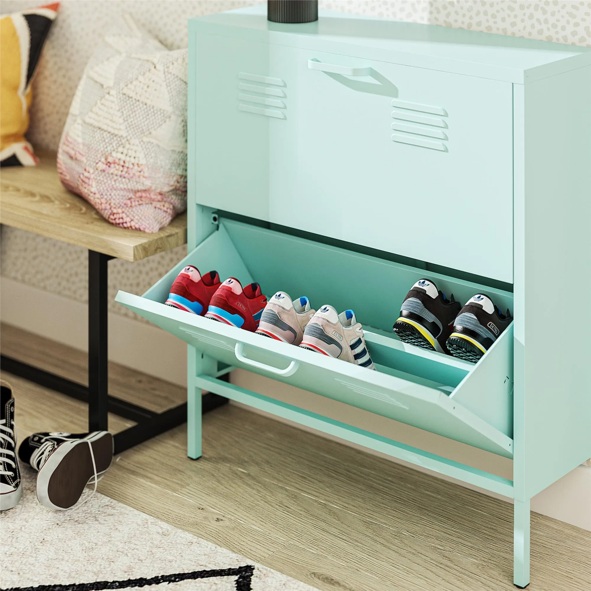 Cache 2 Door Locker Style Metal Shoe Storage Cabinet