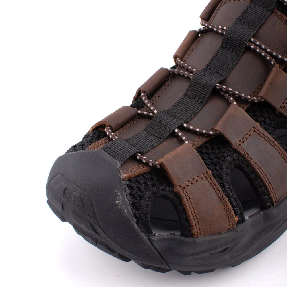 camel active Adjustable Leather Strap Sandals Men Coffee VALERIO 892403-XC1SV-33 COFFEE