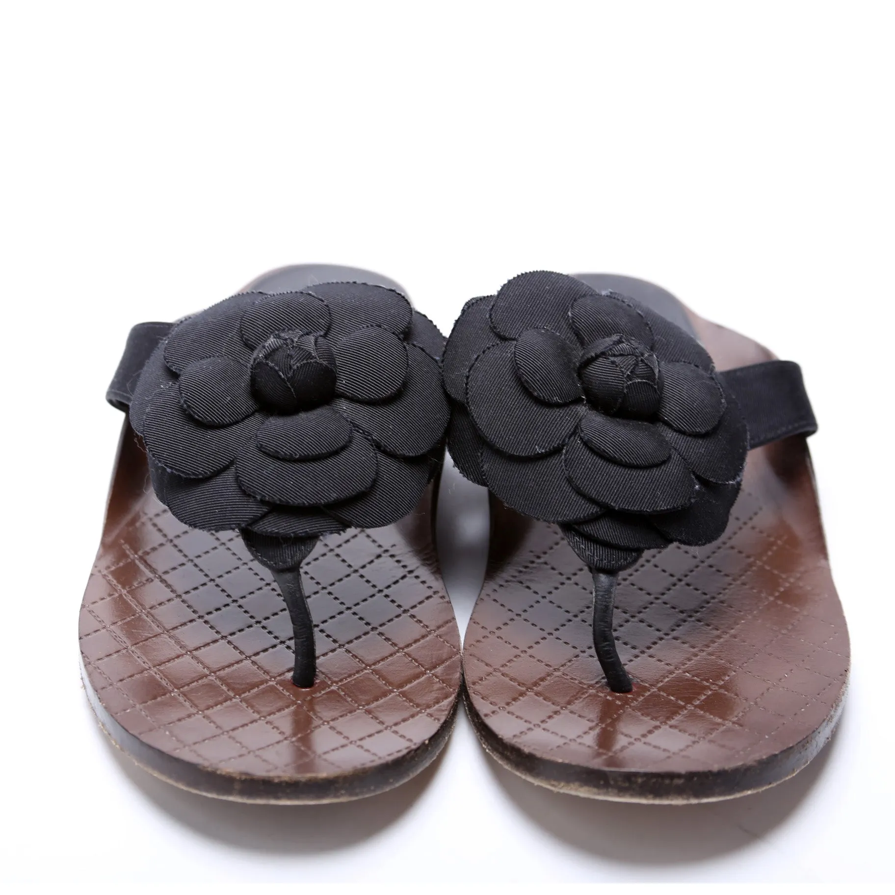 Camellia Cloth T-Strap Sandals Size 39
