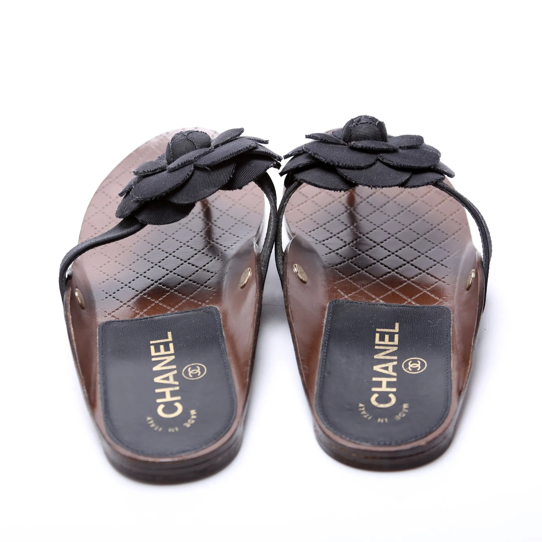 Camellia Cloth T-Strap Sandals Size 39