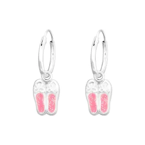 Children's Sterling Silver 'Ballet Shoes' Hoop Earrings