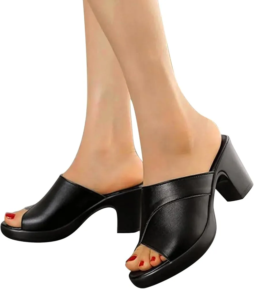 Chunky Heel Slide Womens Sandals Heels Platform Heel Open toe Sandals   B426680
