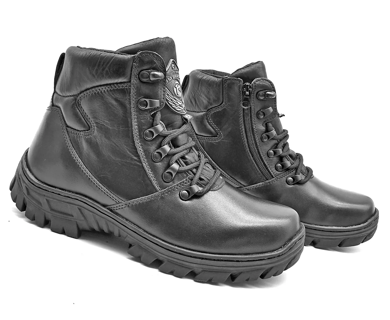 Combat Boots Black Leather Rock Hiking Tactical Rock Composite Toe