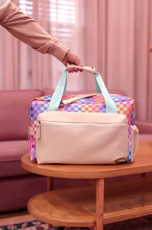 Custom Duffle Bag - Happy Checkered (Cream/Mint/Multi Colored Checker)
