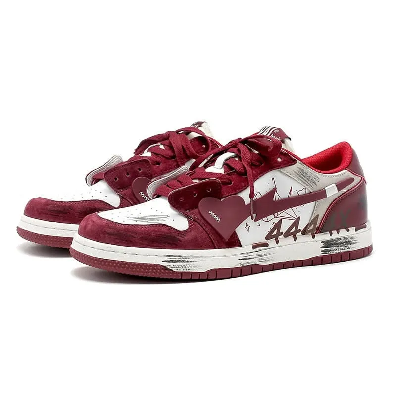 Dirty Sneakers | Men's Retro Red Skateboard Shoes