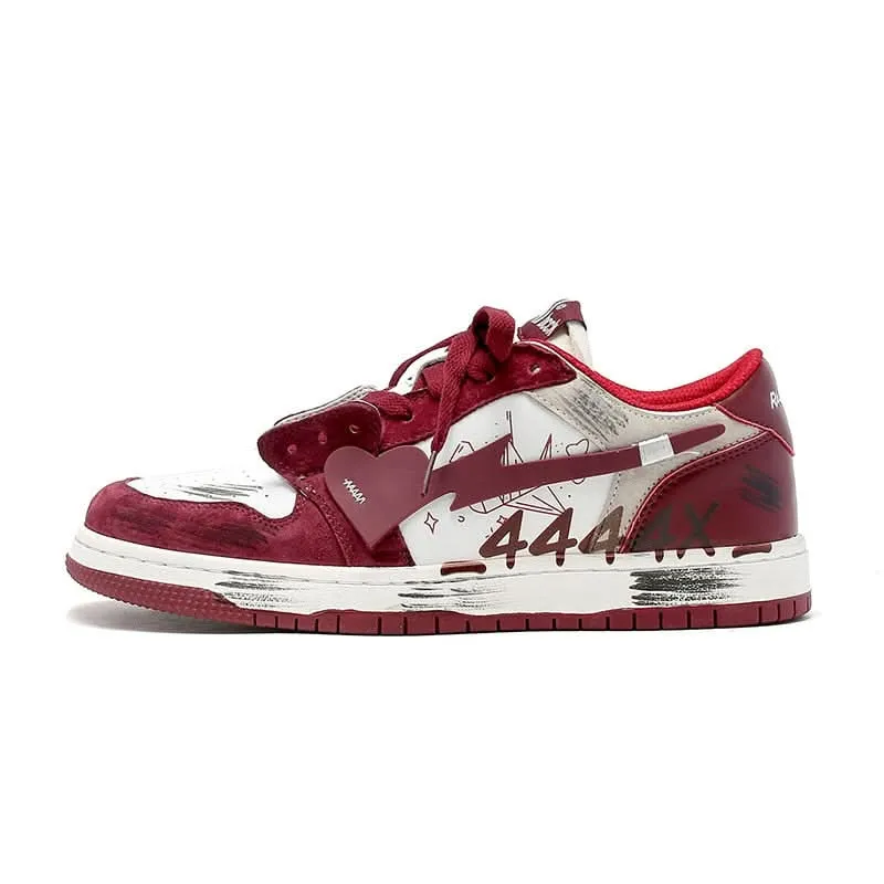 Dirty Sneakers | Men's Retro Red Skateboard Shoes
