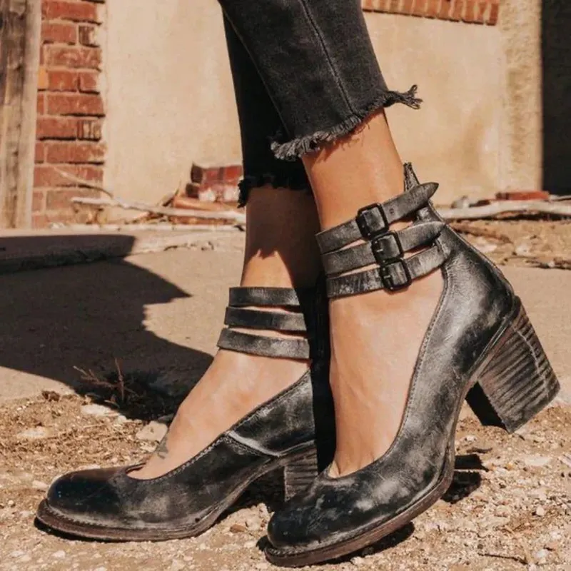 Elegant Belt Buckle Strap Mary Jane Shoes