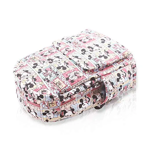 FINEX Mickey Mouse & Minnie Mouse Comic Style Canvas Classic Cartoon Casual Backpack with 15 inch Laptop Storage Compartment for College Sport Bag