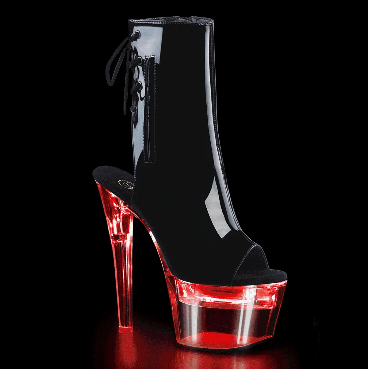 FLASHDANCE-1018-7 Pleaser Black Patent Sexy Platform Shoes (Pole Dancing Heels)