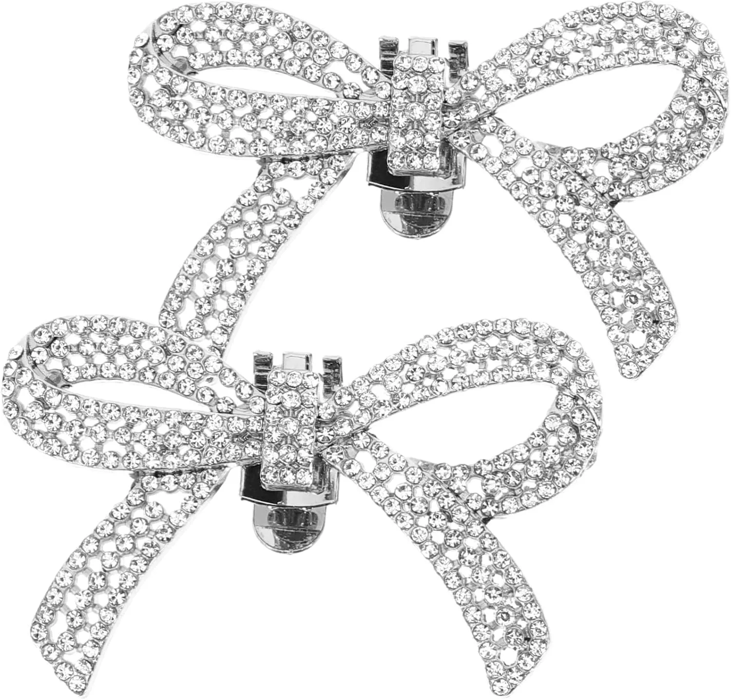 GALPADA Bow Shoe Clips: Satin and Rhinestone Elegant Jewelry - Removable Decorative Buckle for Women's Wedding Party Heels, Flats, Pumps