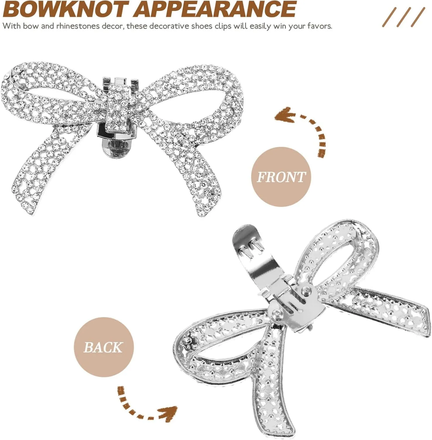 GALPADA Bow Shoe Clips: Satin and Rhinestone Elegant Jewelry - Removable Decorative Buckle for Women's Wedding Party Heels, Flats, Pumps