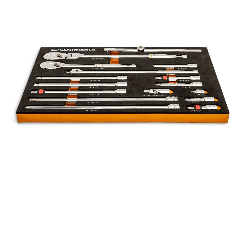 GearWrench 86522 18 Pc. 1/2" 90-Tooth Ratchet & Drive Tool Set with EVA Foam Tray