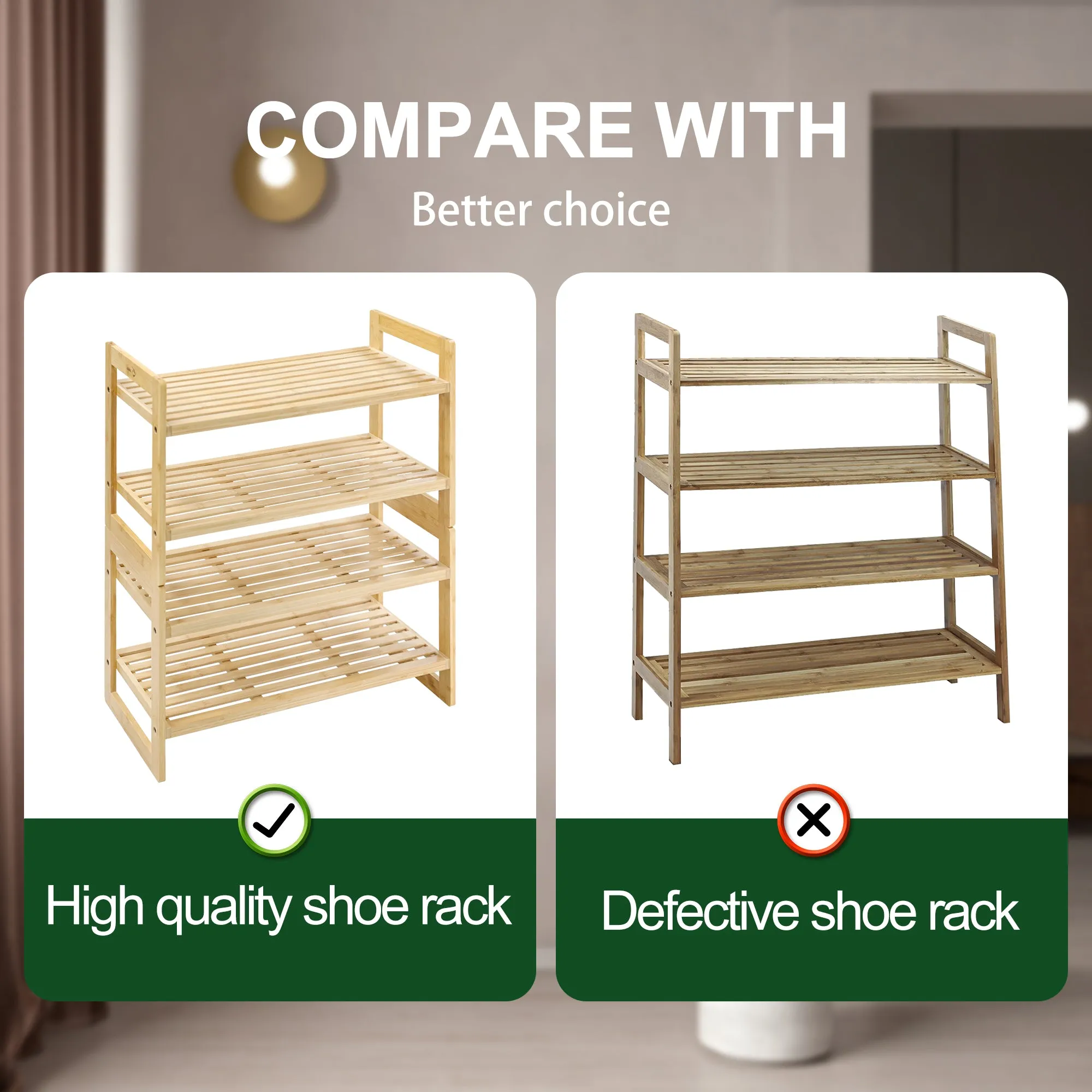 GL--Bamboo four-layer shoe rack, customizable number of layers, custom logo, custom size