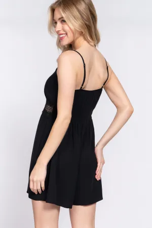 Ivyshape | Active Basic Waist Lace Trim Cami Romper