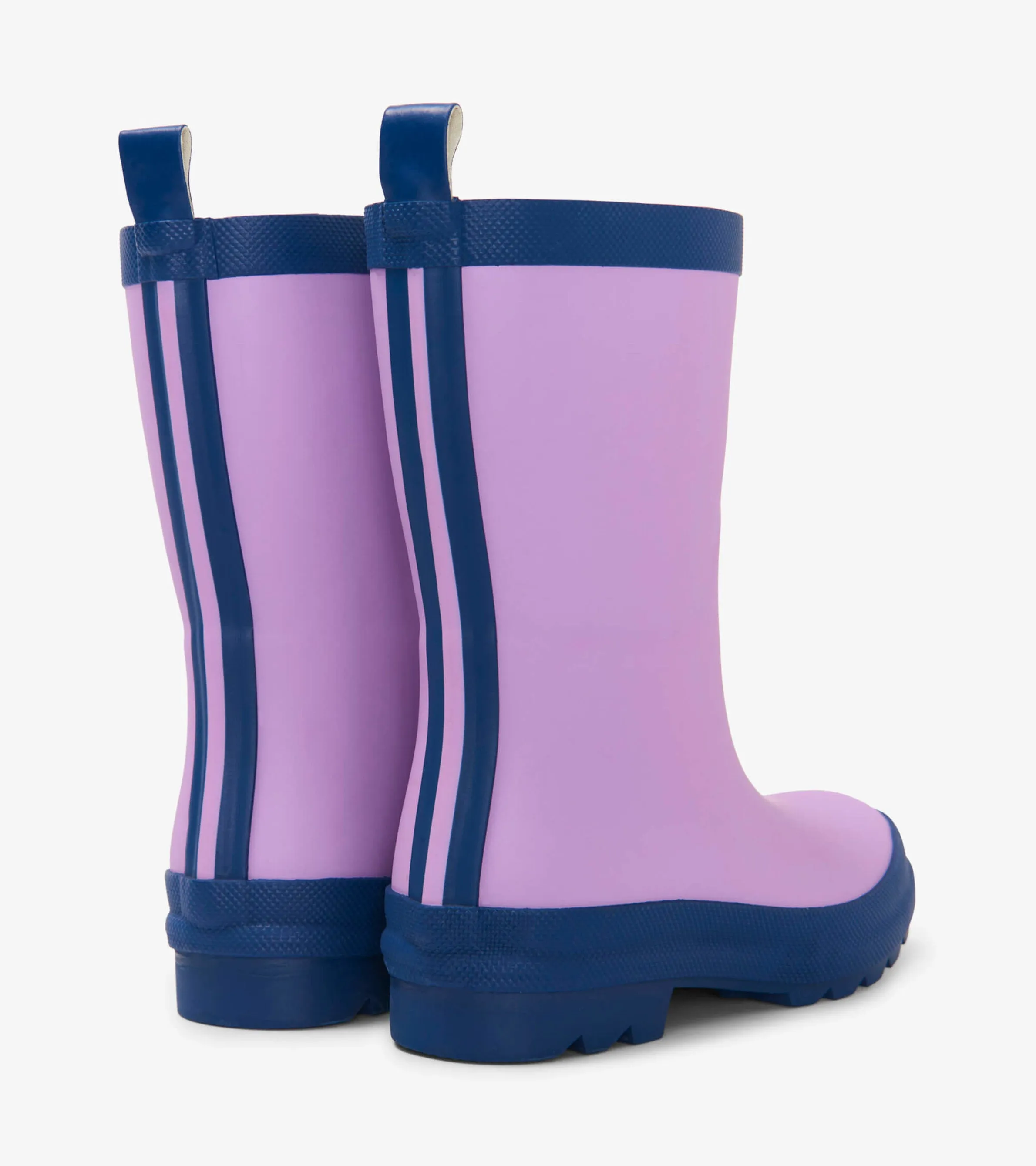 Kids Lilac And Navy Matte Wellies
