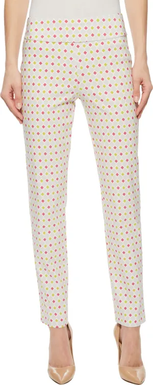 Krazy Larry Women's Pull on Ankle Pants - Pink/Lime Diamonds