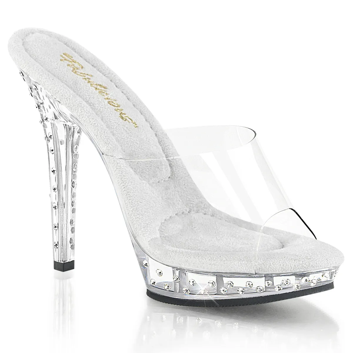 LIP-101SDT Fabulicious 5 Inch Heel Clear Bling Rhinestone Sexy Shoes