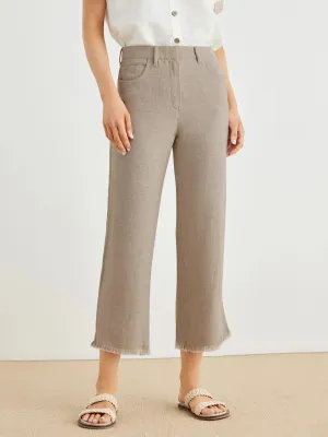 Maisie Linen Raw Hem Straight-Leg Pants