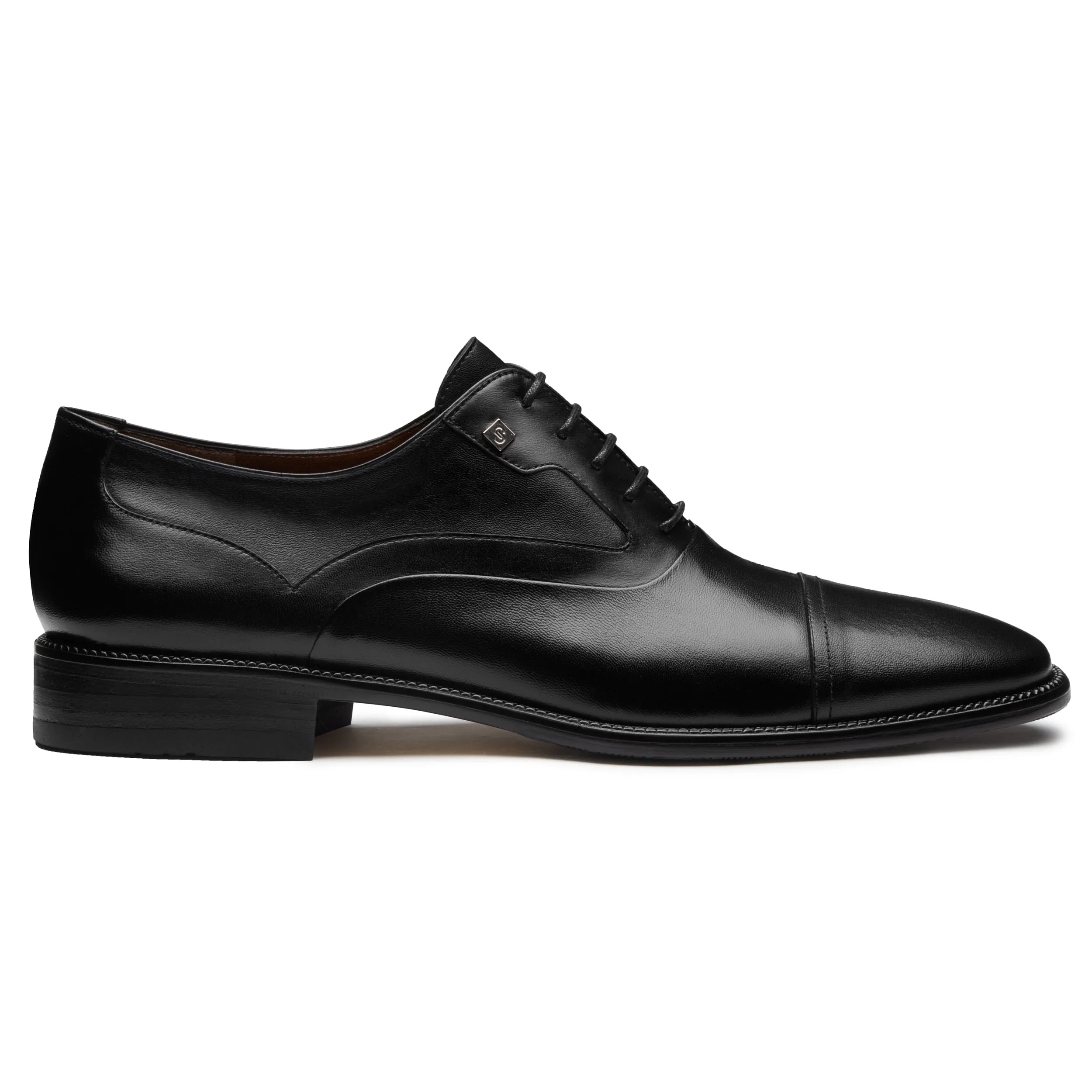 Men´s black leather cap toe oxford shoes