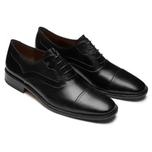 Men´s black leather cap toe oxford shoes