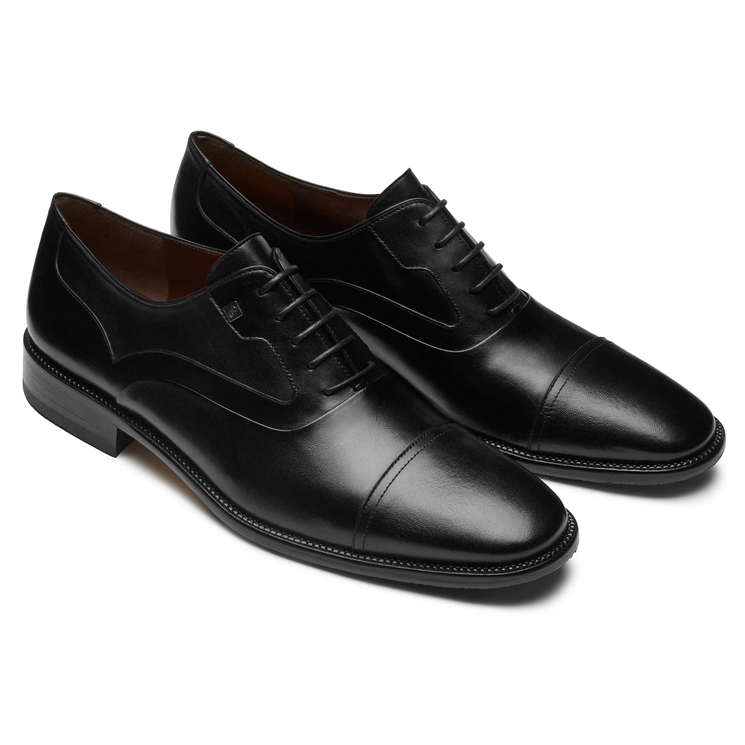 Men´s black leather cap toe oxford shoes