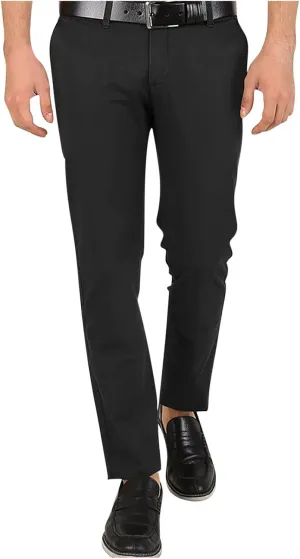 Mens Business Casual Straight Leg Pants Classic Fit Expandable Waist Flat Front Pant Comfy Versatile Travel Trousers