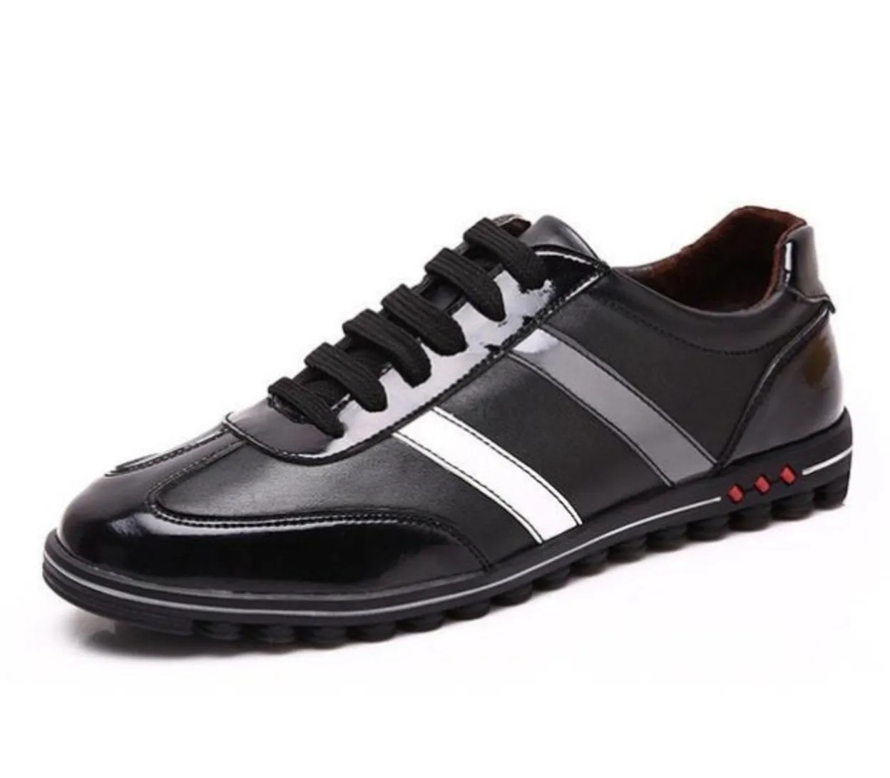 Mens Casual Lace Up Leather Shoes with Stripe