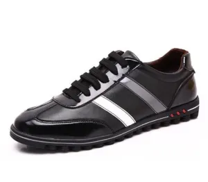 Mens Casual Lace Up Leather Shoes with Stripe