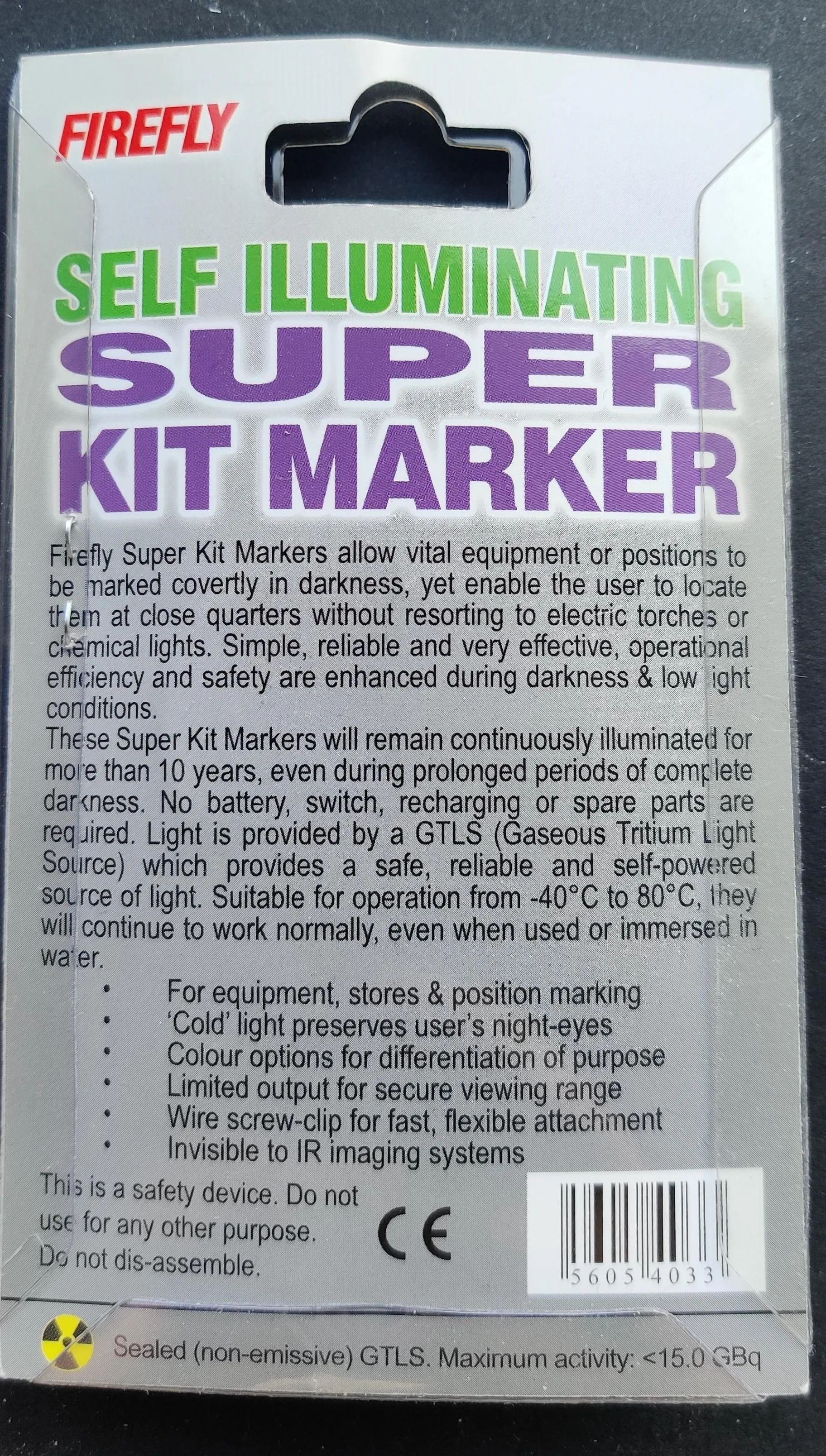 Nite GlowRing - Safety Marker - Tritium - (Clear Case) - 9 Colours