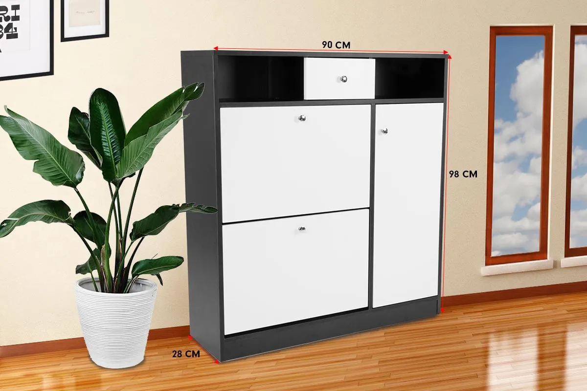 NNEDPE Shoe Rack Cabinet Wooden Storage Organiser Shelf Cupboard Drawer