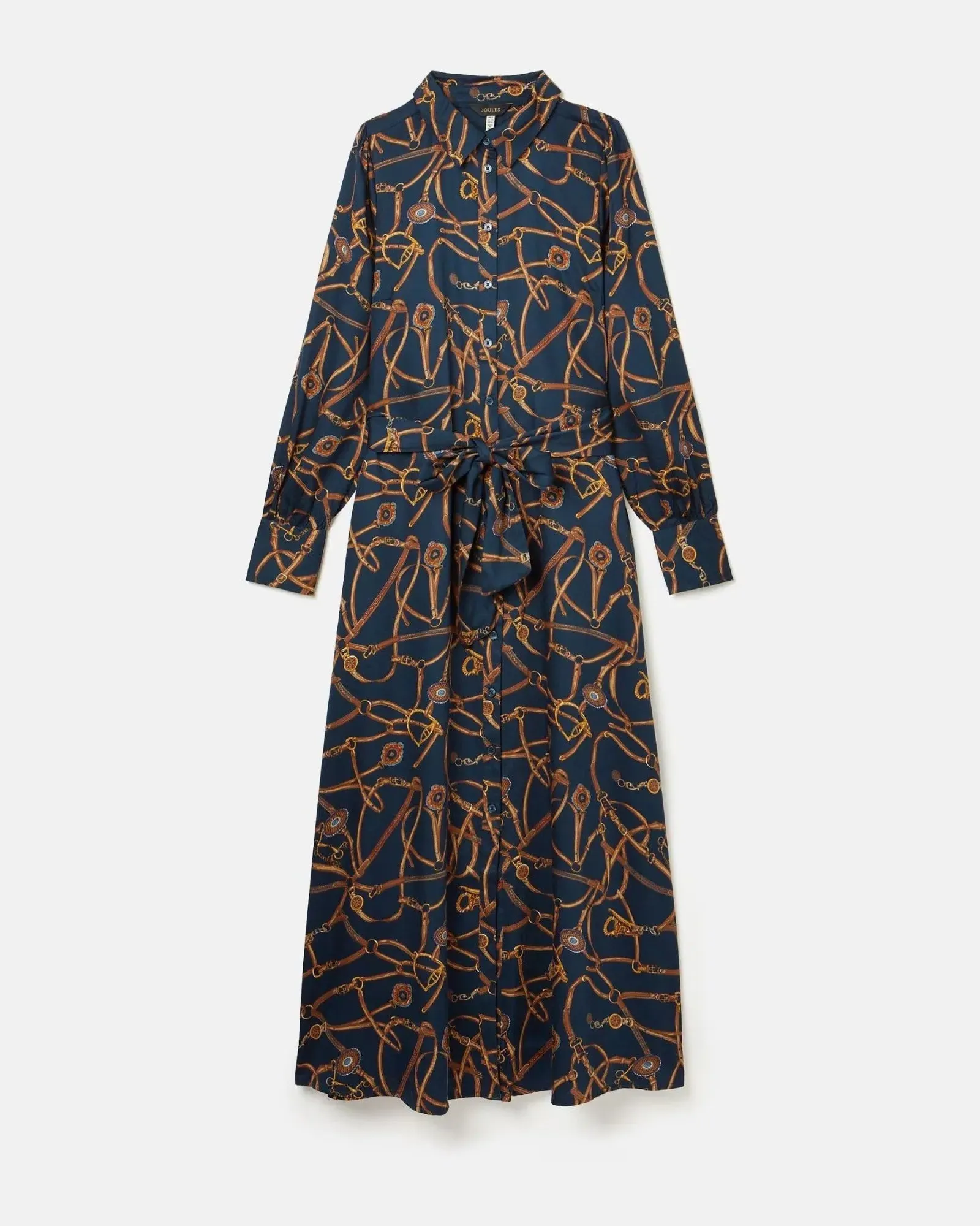 Penelope Navy Bridle Print Satin Shirt Dress