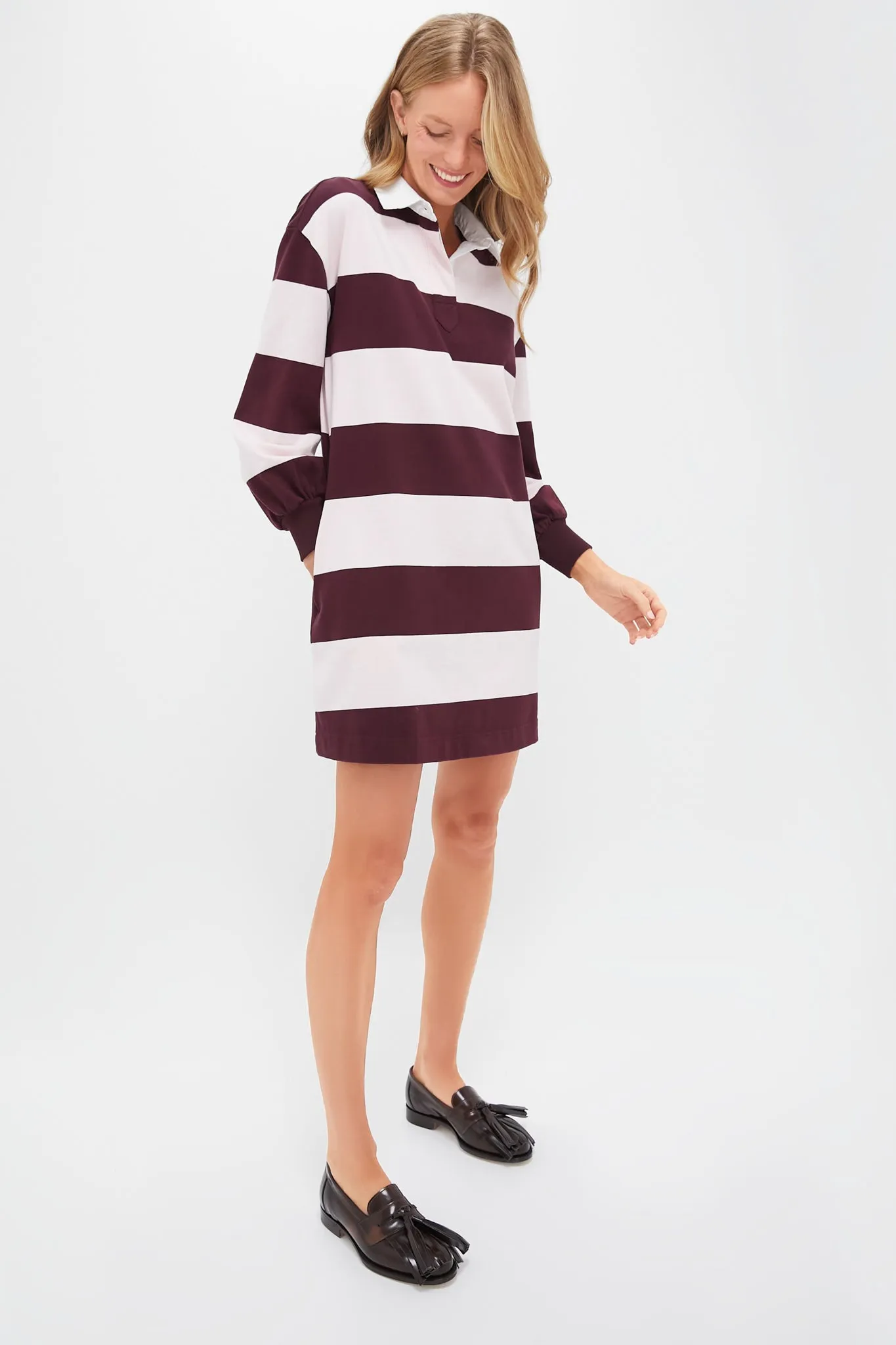 Pink and Winetasting Stripe Baker Rugby Dress