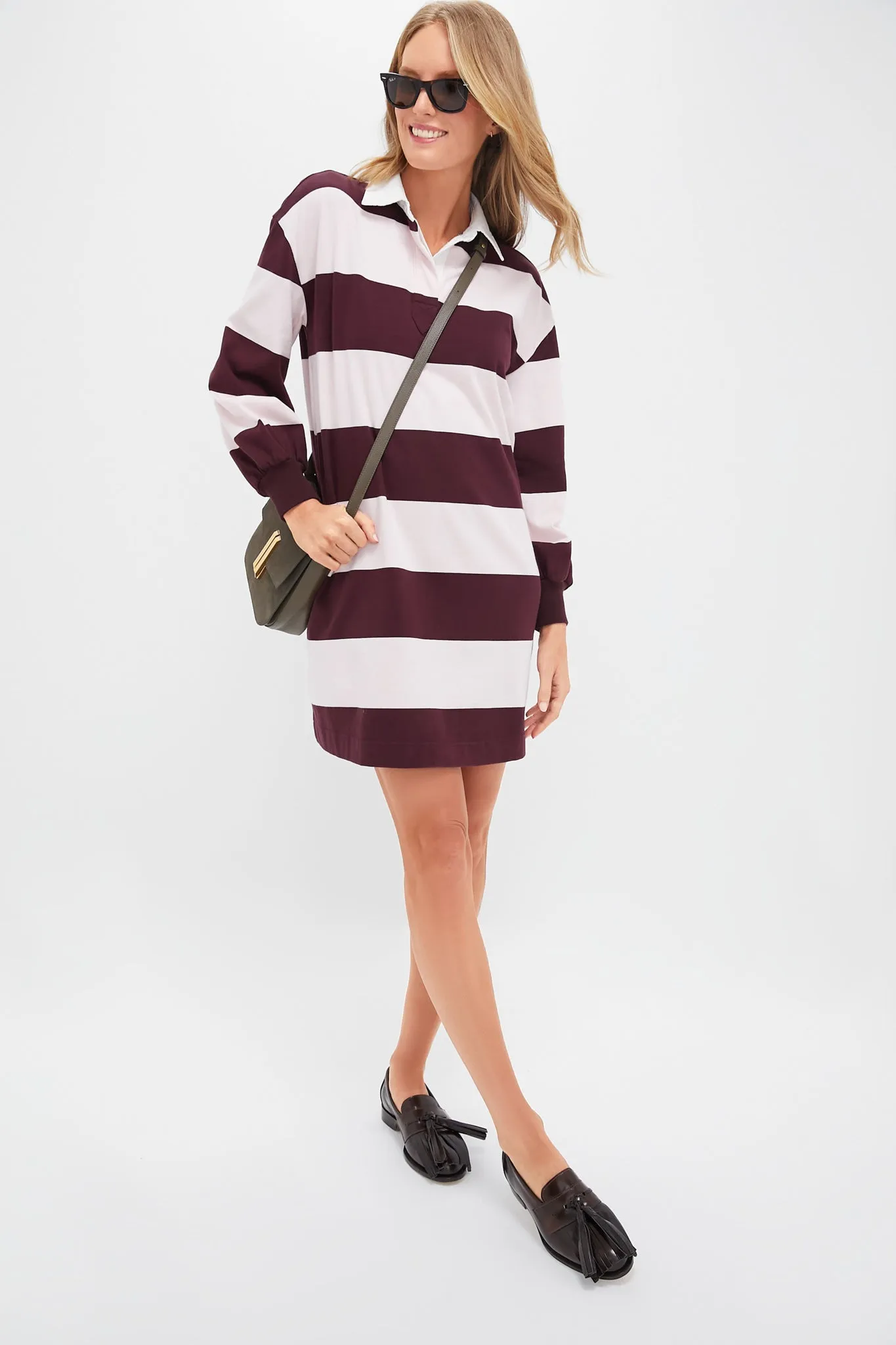 Pink and Winetasting Stripe Baker Rugby Dress