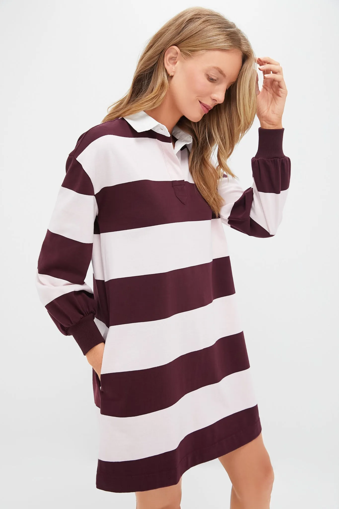Pink and Winetasting Stripe Baker Rugby Dress